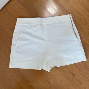 Zara White Tailored Shorts Side Zip Size L 4886/057